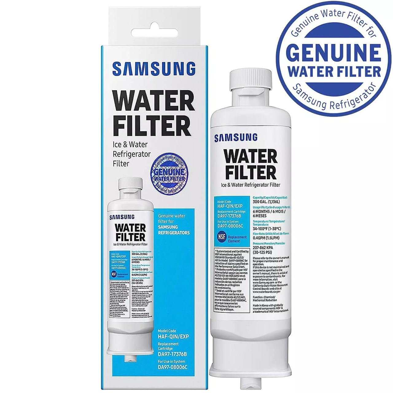 Genuine Samsung DA97-17376B HAF-QIN/EXP Refrigerator Water Filter Replacement